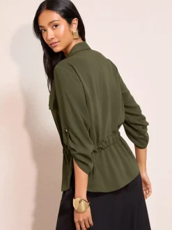 Groen - Friends Like These Utility Style Tie Waist Shirt