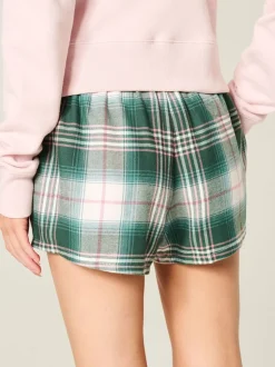 Groen - Hollister Christmas Flannel Check Pyjama Shorts With Logo Waistband