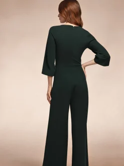 Groen - Hot Squash Ruched Jumpsuit with Sleeves