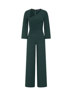 Groen - Hot Squash Ruched Jumpsuit with Sleeves