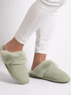 Groen - Just Sheepskin Duchess pantoffels van schapenvacht voor dames