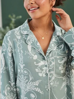 Groen - Laura Ashley Josette pyjama met knopen