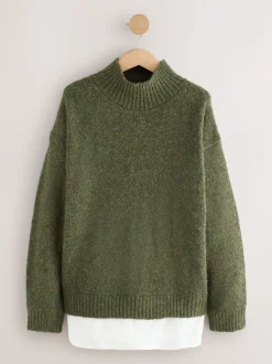 Groen - Layered Shirt Poncho