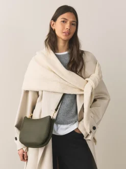 Groen - Leather Scoop Cross-Body Bag