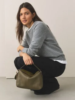Groen - Leather Slouchy Cross-Body Bag
