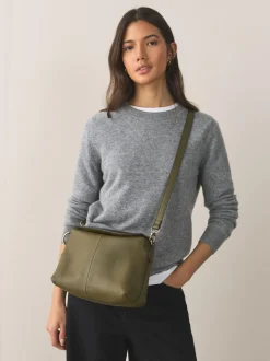 Groen - Leather Slouchy Cross-Body Bag