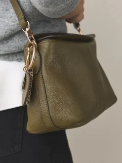 Groen - Leather Slouchy Cross-Body Bag