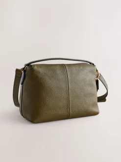 Groen - Leather Slouchy Cross-Body Bag