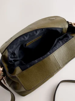 Groen - Leather Slouchy Cross-Body Bag