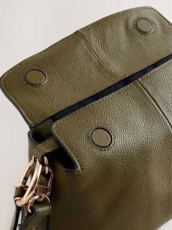 Groen - Leather Slouchy Cross-Body Bag