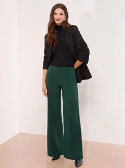 Groen - Lipsy - Broek met wijde pijpen en hoge taille