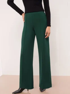 Groen - Lipsy - Broek met wijde pijpen en hoge taille