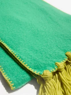 Groen - Love & Roses Tassel Cosy Contrast Brushed Scarf