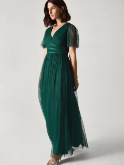 Groen - Monsoon Emily Short Sleeve Tulle Bridesmaid Dress