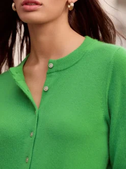 Groen - N.Premium 100% kasjmier lang vest met lange mouwen