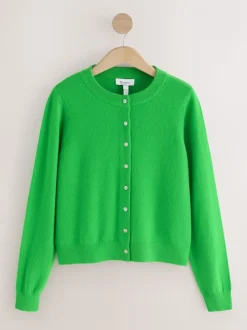 Groen - N.Premium 100% kasjmier lang vest met lange mouwen