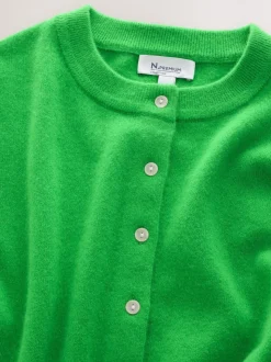 Groen - N.Premium 100% kasjmier lang vest met lange mouwen