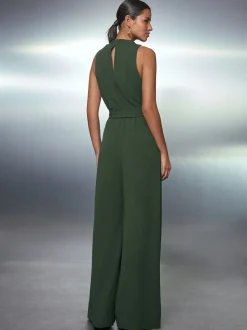 Groen - Occasion Cowl Neck Sleeveless Jersey Jumpsuit