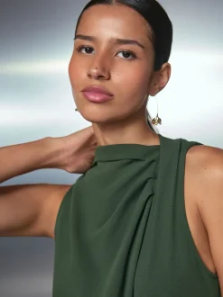 Groen - Occasion Cowl Neck Sleeveless Jersey Jumpsuit
