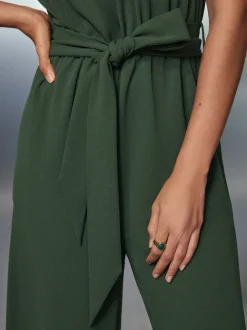 Groen - Occasion Cowl Neck Sleeveless Jersey Jumpsuit
