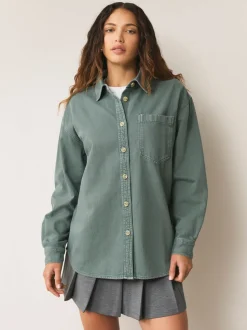 Groen - Oversized denim overhemd