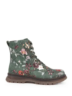 Groen - Pavers Lace Up Floral Boots