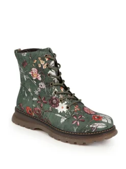 Groen - Pavers Lace Up Floral Boots