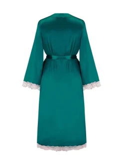 Groen - Pour Moi Dusk Satin and Lace Kimono Sleeve Dressing Gown