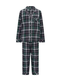 Groen - Pour Moi geschenkset van behaaglijke geborsteld katoenen pyjama met ruit