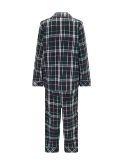 Groen - Pour Moi geschenkset van behaaglijke geborsteld katoenen pyjama met ruit