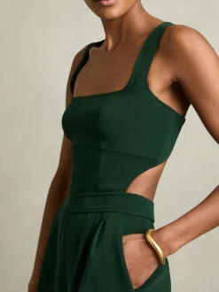 Groen - Reiss Dion Wide-Leg Cut-Out Jumpsuit