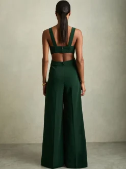 Groen - Reiss Dion Wide-Leg Cut-Out Jumpsuit