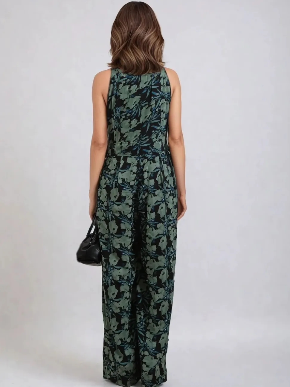 Groen - Religion Crew Wide Leg Jumpsuit in Abstract Façade Print