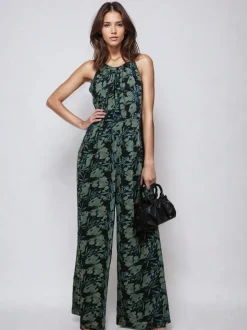Groen - Religion Crew Wide Leg Jumpsuit in Abstract Façade Print