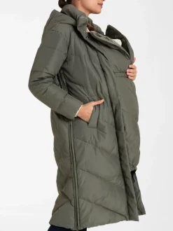 Groen - Seraphine 3-In-1 Lange Chevron Puffer zwangerschapsjas