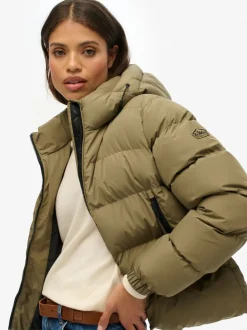 Groen - Superdry - Gewatteerd sportjack met capuchon
