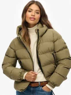 Groen - Superdry - Gewatteerd sportjack met capuchon