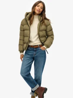 Groen - Superdry - Gewatteerd sportjack met capuchon