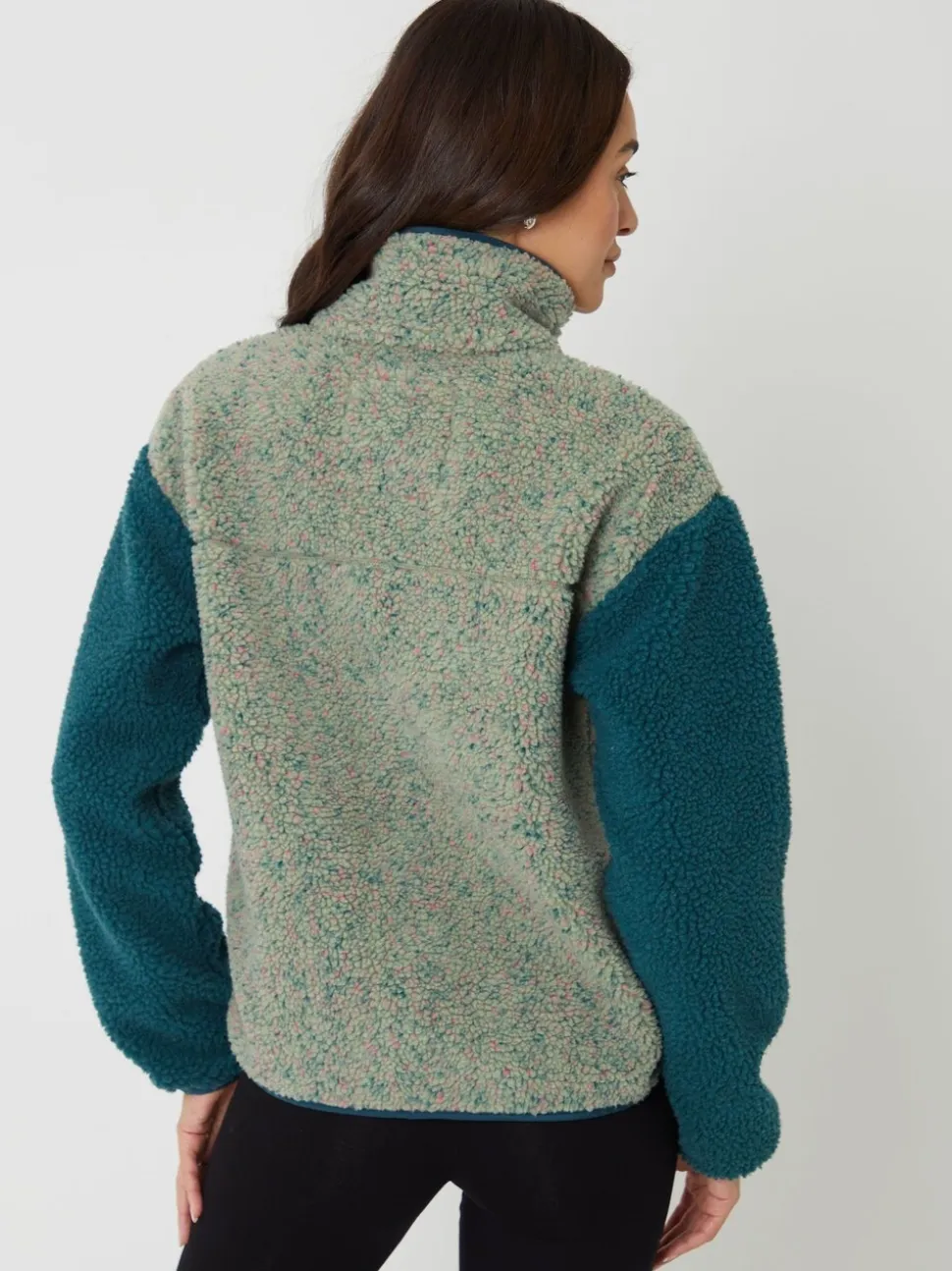Groen - Threadbare Colourblock Snap Borg Fleece