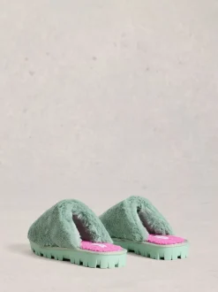 Groen - White Stuff - Pantoffelmuiltjes met imitatiebont