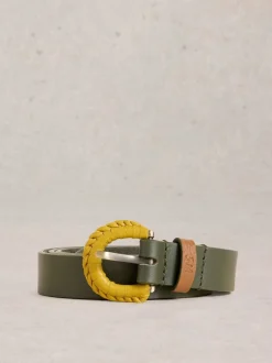 Groen - White Stuff Woven Buckle Belt
