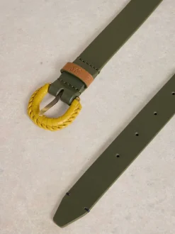 Groen - White Stuff Woven Buckle Belt