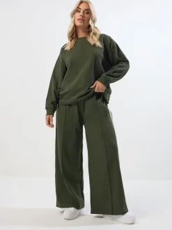 Groen - Yours Curve joggingbroek met wijde pijpen