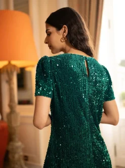 Groen - Yumi Sequin Tunic Dress