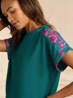 Groen en roze met bloemenprint - Love & Roses Short Sleeve Printed Bottom Jersey Pyjamas Set