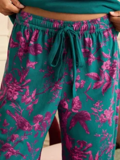 Groen en roze met bloemenprint - Love & Roses Short Sleeve Printed Bottom Jersey Pyjamas Set