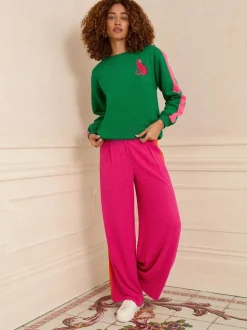 Groen luipaard met roze strepen - Love & Roses - Jersey sweatshirt met ronde hals