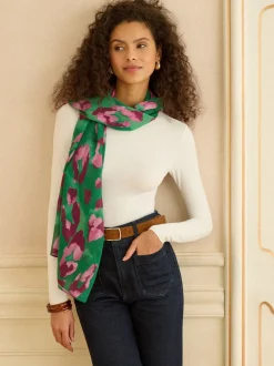 Groen luipaardprint - Love & Roses Lightweight Scarf