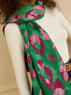Groen luipaardprint - Love & Roses Lightweight Scarf