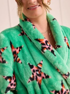 Groen met luipaardprint - Eleanor Bowmer Leopard Print Fleece Robe